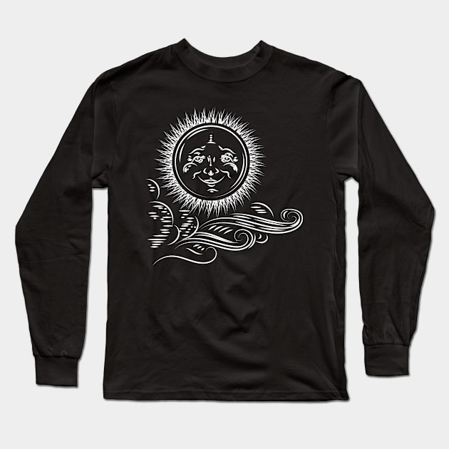 Old fashioned Sun illustration Long Sleeve T-Shirt by JDawnInk